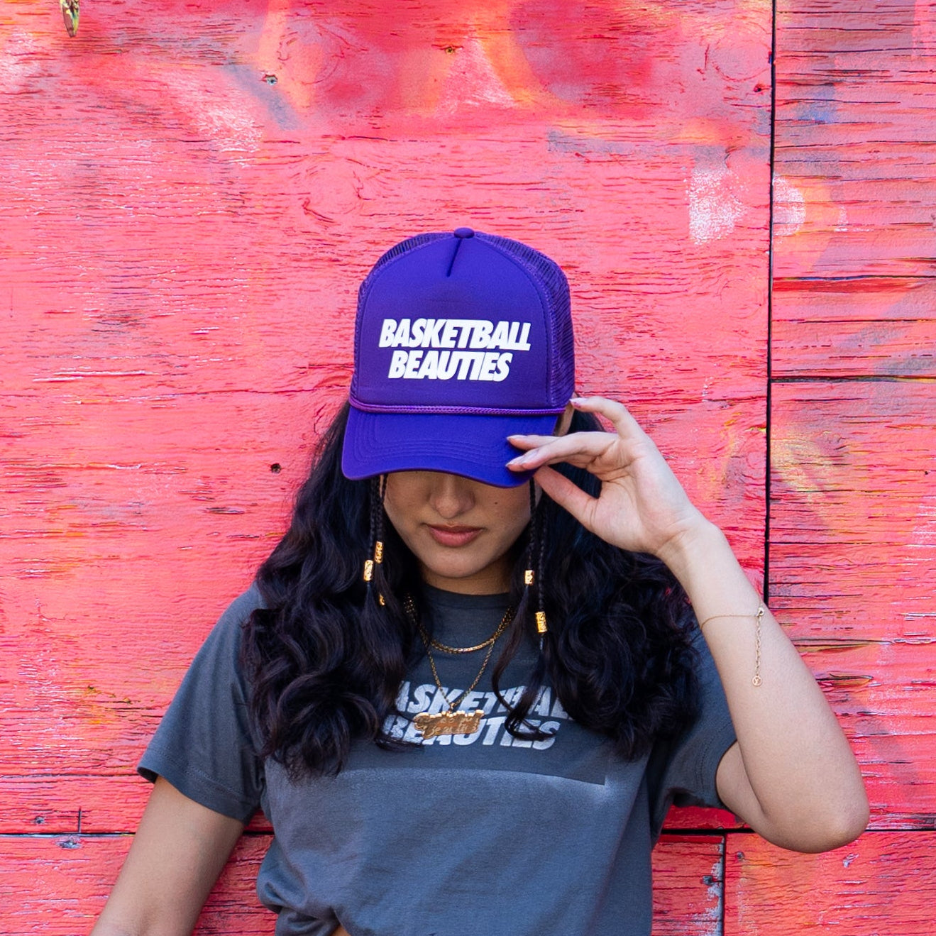 Basketball Beauties Purple Trucker Hat